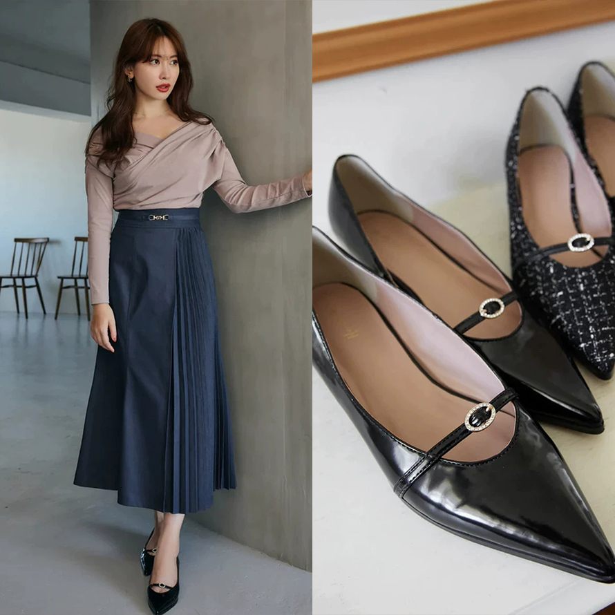 ハーリップトゥ Orangery Crystal Belted Pumps パンプス ブラック L しゃるのクローゼット_画像1