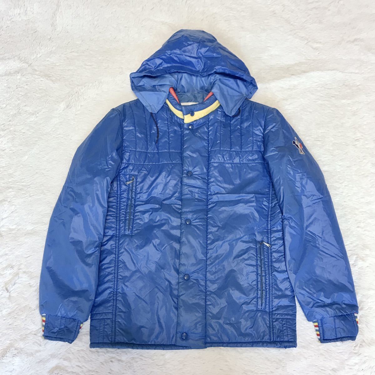 希少 MONCLER Lサイズ パデットブルゾン フード ダウンジャケット 青 モンクレール アウター メンズ ジャケット_画像6