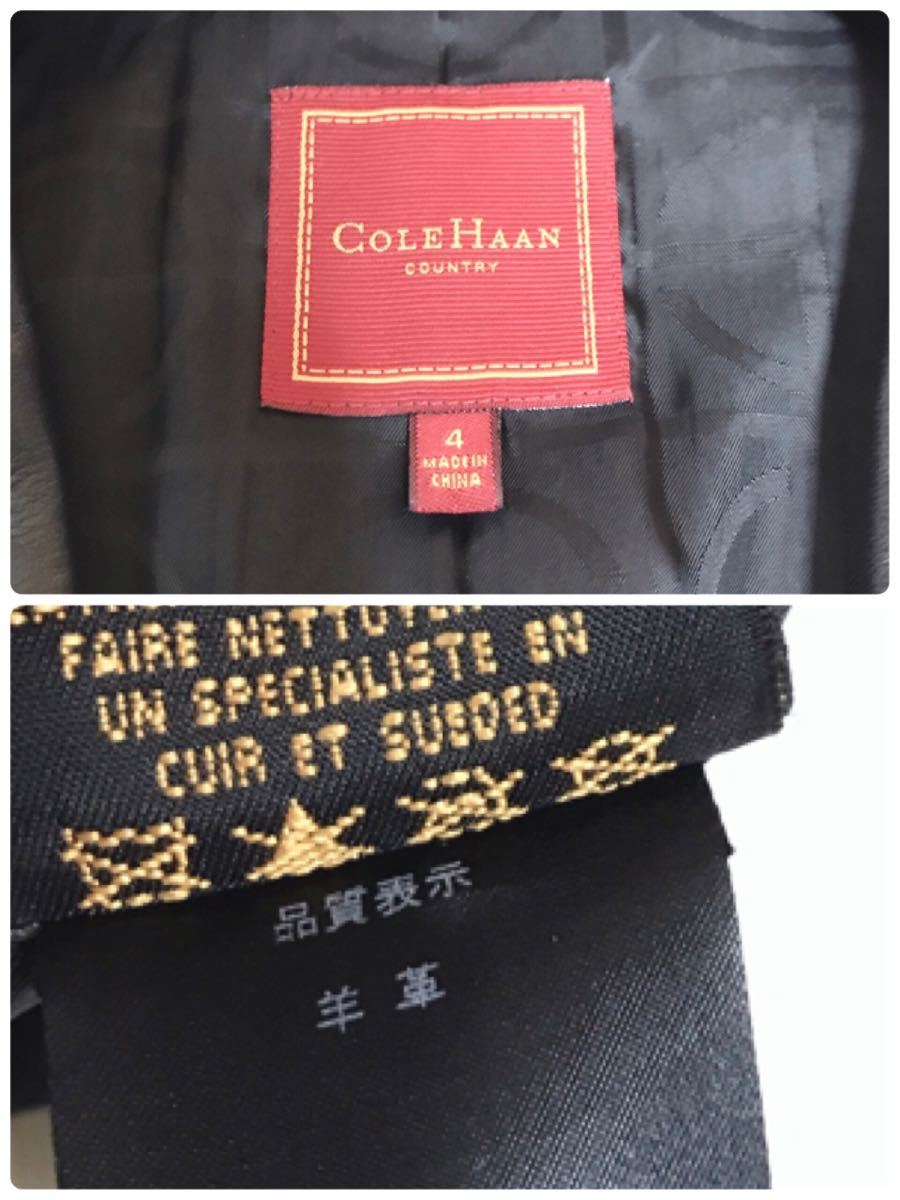 美品 大きいサイズ COLEHAAN レザージャケット ライダースジャケット ラムレザー 羊革 コールハーン テーラードジャケット