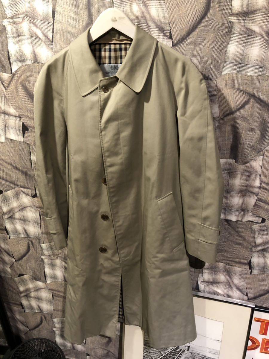 イングランド製 ★ Aquascutum アクアスキュータム ★ 古着 ★ ステンカラーコート 裏地チェック シングル ベージュ　FK_画像4