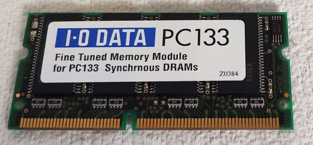 128MB PC133仕様 ノートパソコン用メモリ144pin S.O.DIMM 1枚 I・O DATA SDIM133-128M hynixチップ 動作未確認ジャンク品_画像1