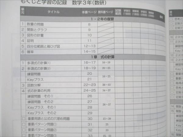 VN20-066 塾専用 中3 数学 Keyワーク 数研出版準拠 未使用 12S5B_画像3