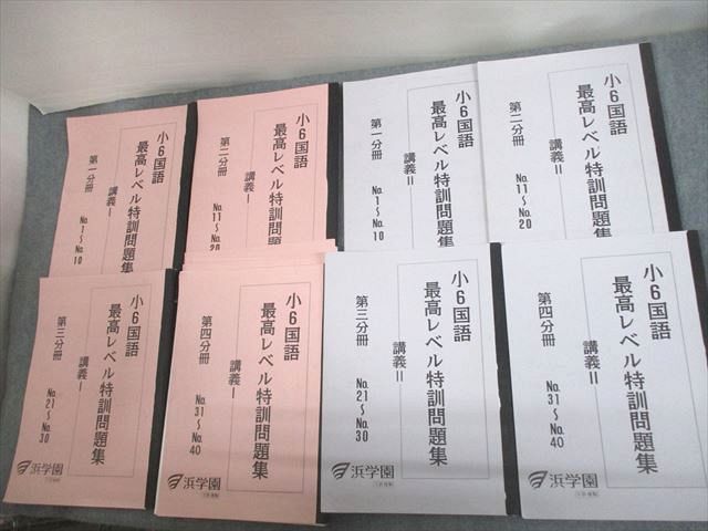 VQ11-043 浜学園 小6 国語 最高レベル特訓 講義I/II 第1～4分冊 通年セット 2017 計8冊 41M2D