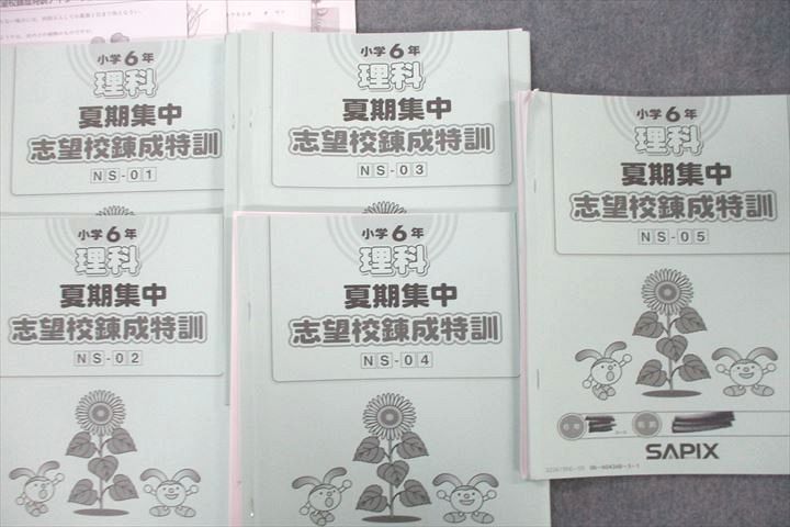 VQ25-053 日能研 小学6年 理科 夏期集中志望校錬成特訓 NS-01～05 計5回分セット【テスト4回分付き】 2022 32S2C_画像2