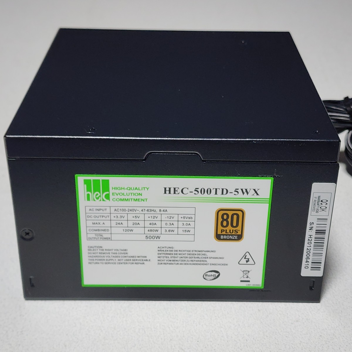 HEC 500TD-5WX 500W 80PLUS BRONZE認証 ATX電源ユニット 動作確認済み PCパーツ_画像1