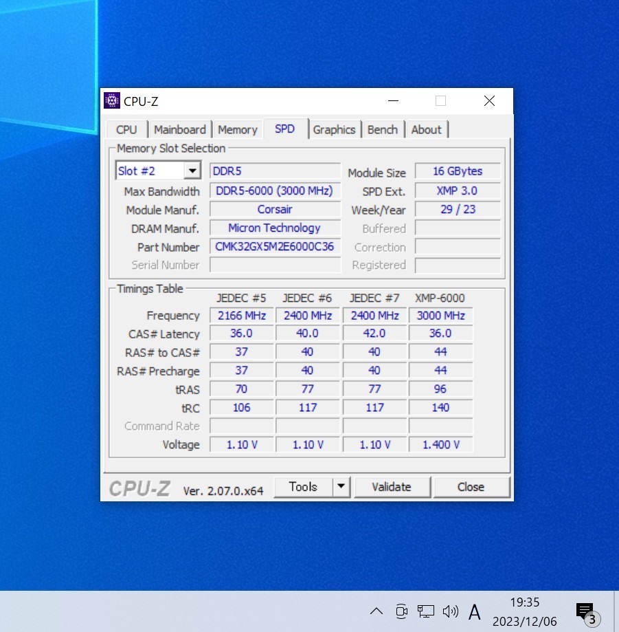 CORSAIR VENGEANCE DDR5-6000MHz 32GB (16GB×2枚キット) CMK32GX5M2E6000C36 動作確認済み デスクトップ用 PCメモリ _画像6