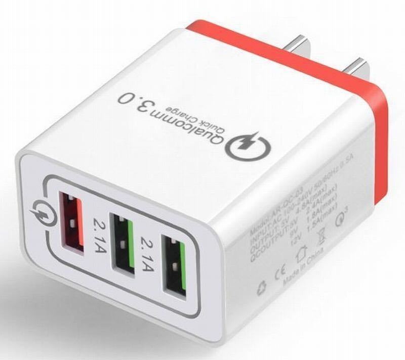 3連USB充電器急速充電器クイックチャージQuick charge3.0スマホ 携帯3色レッドブラックブルー、、、