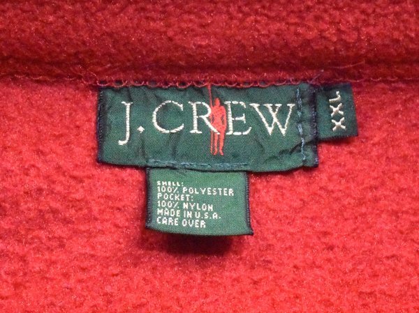 90'sUSA古着 J.CREW ビンテージ ハーフジップ フリース sizeXXL 赤 レッド プルオーバー ビッグシルエット 大きいサイズ 90年代 MadeinUSA_画像6