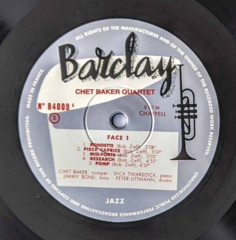 Chet Baker チェット・ベイカー Quartet - 1955 限定リマスター再発アナログ・レコード_画像4