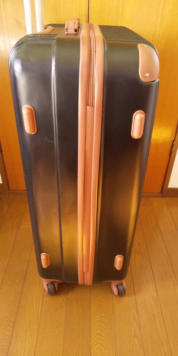 スーツケース Lサイズ 軽量 キャリーケース TSAロック おしゃれ キャリーバッグ 超軽量 大容量 大型 7-10日用 TANOBI ブラックXブラウン_画像3