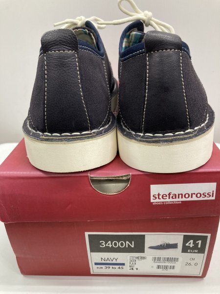  free shipping! plain tu casual shoes light weight n back leather cow leather navy blue 42 display 26.5cm~27cm Stefano Rossi* unused cheap!