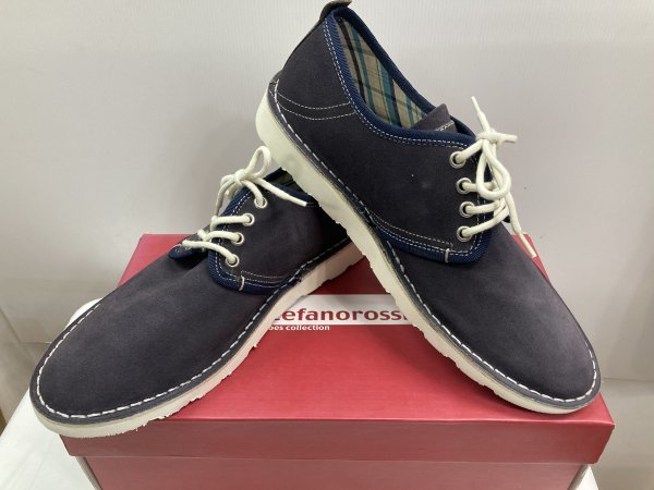  free shipping! plain tu casual shoes light weight n back leather cow leather navy blue 42 display 26.5cm~27cm Stefano Rossi* unused cheap!
