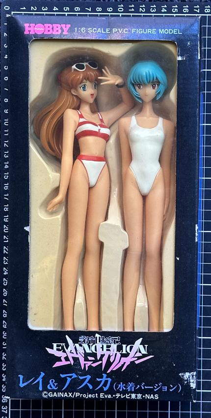 ツクダホビー レイ&アスカ 水着バージョン1/6 フィギュア REI & ASUKA SWIMMING SUIT 完成品 全高約29cm 当時物 新品未使用 ビンテージ品_画像7