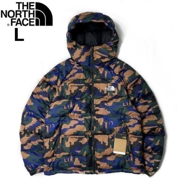 1円～!売切!【正規新品】THE NORTH FACE PRINTED HYDRENALITE HOODIE ダウンジャケット US限定 軽量 最新 防寒(L)茶 黒 迷彩柄 190122-130_画像3