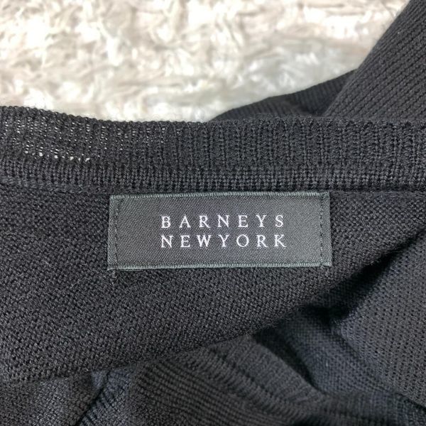 バーニーズニューヨーク バックボタンニット ブラックBARNEYS NEWYORK 黒 ウール F B4318_画像4