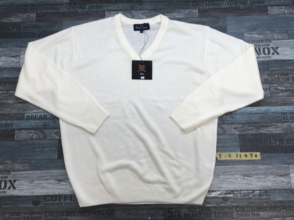 新品タグ付き！POLO メンズ Vネック 薄手 ニットセーター L アイボリー_画像1