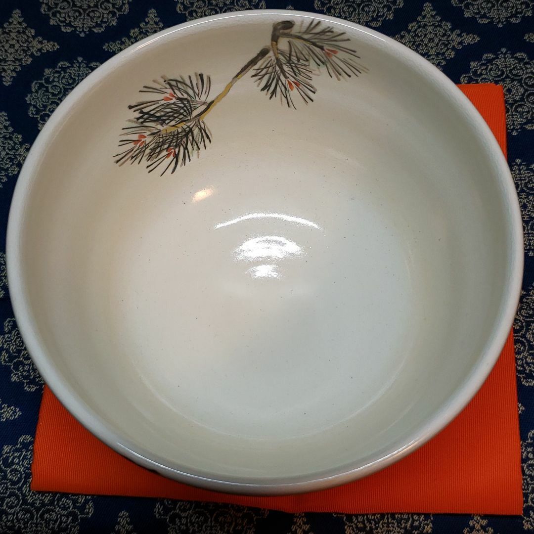  茶道具　茶碗　京都押小路焼　松の絵茶碗