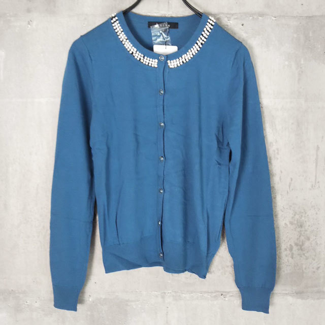  unused ketty size 2 cardigan long sleeve thin blue group biju- beads Katty lady's tops reference price 16,000 jpy 