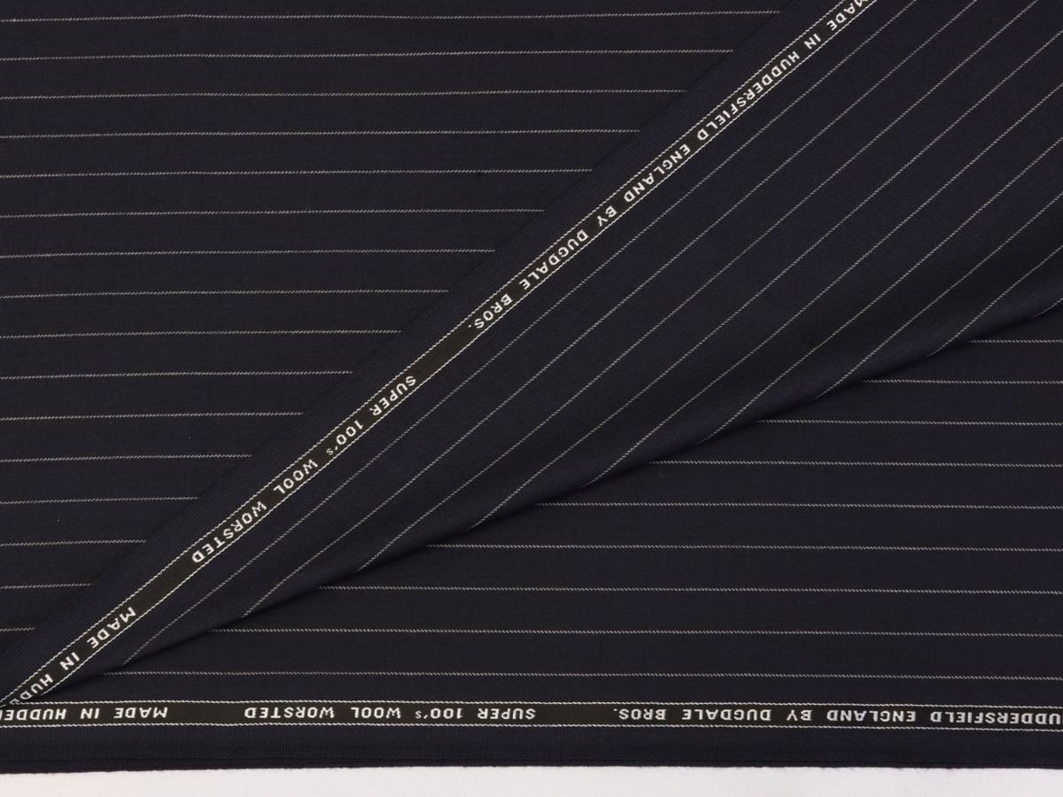 ■英国製・ダグデール・ブラザーズ・極上のsuper100wool/濃紺に定番のハッキリストライプ・もはや説明の必要なし・長さ3.2m_画像4