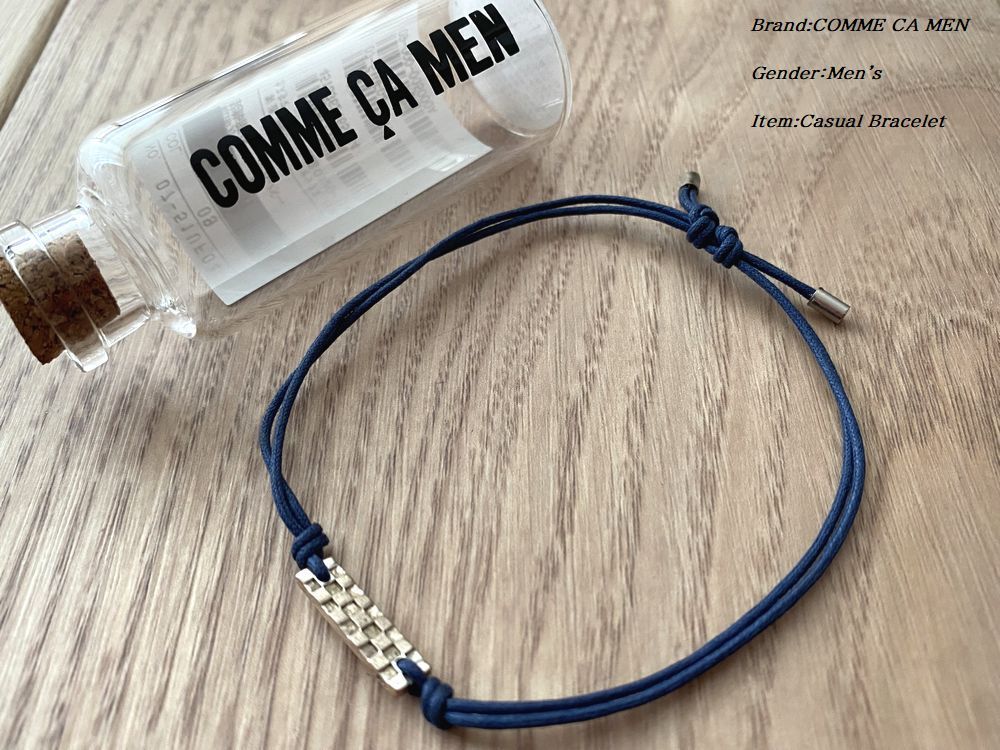 新品 COMME CA MEN コムサメン 日本製 市松柄モチーフブレスレット 09ネイビー Fサイズ 51UF04 定価5,500円_画像1