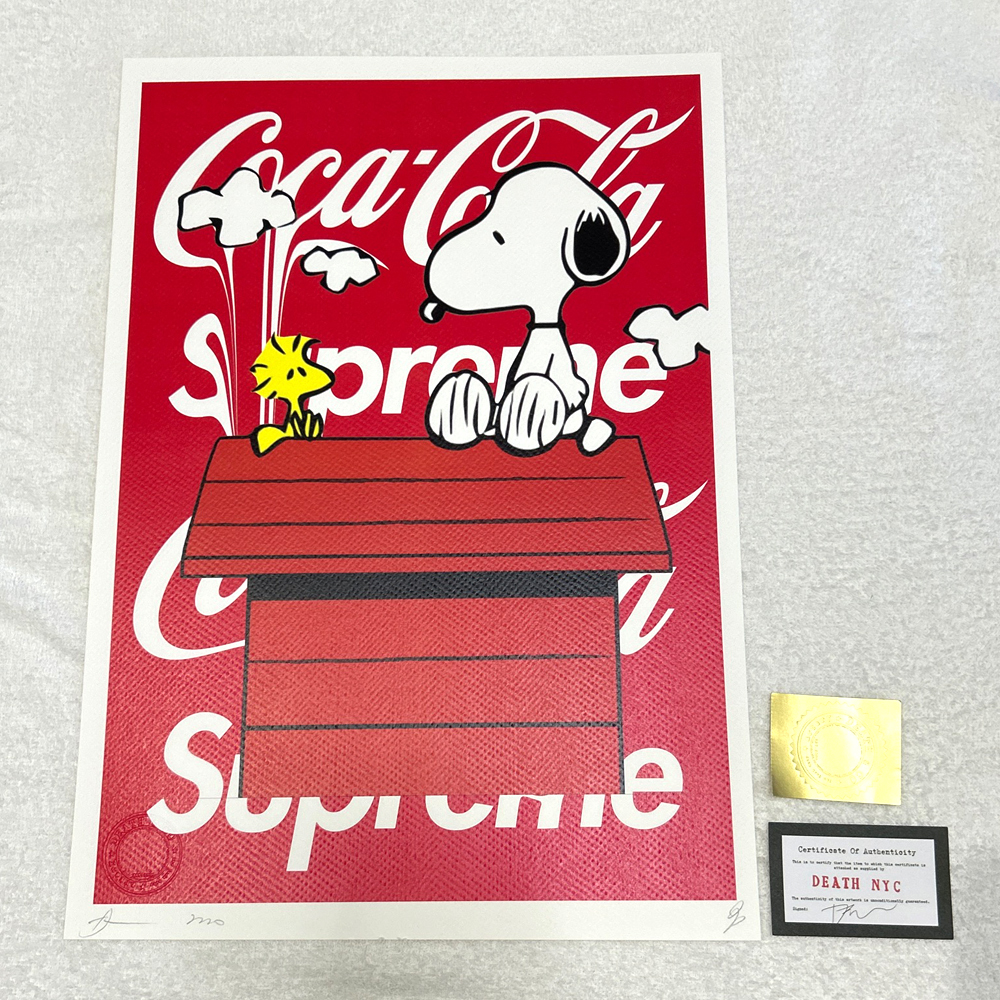 世界限定100枚 DEATH NYC スヌーピー SNOOPY ウッドストック SUPREME ポップアート PEANUTS アートポスター 現代アート KAWS Banksy_画像1