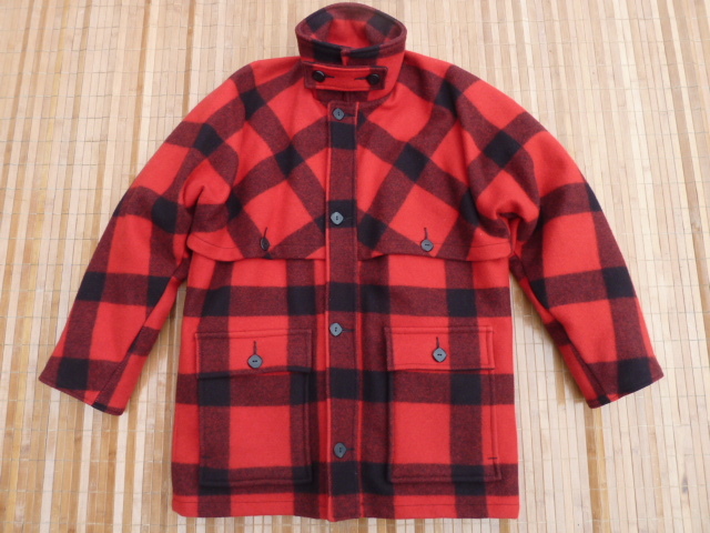 USED 1990年代 MADE IN USA Eddie Bauer Double Mackinaw GOOSE DOWN JKT US/L JP/XL位 RED/BLK