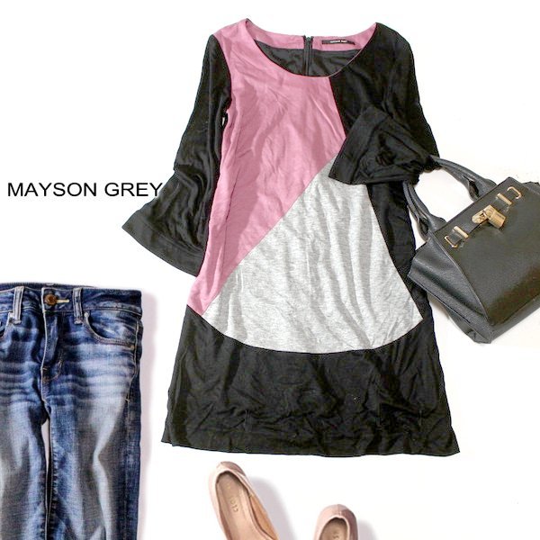 ☆☆ 美品 MAYSON GREY メイソングレイ ☆☆ 大人可愛い ウール混紡 ストレッチ チュニック 1号 S 春 秋 合服 23C12_画像1