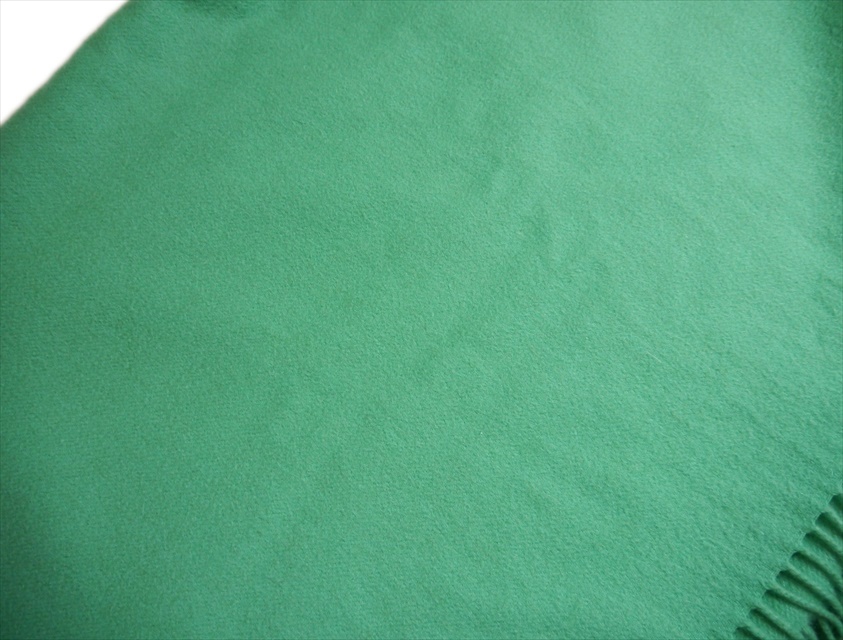 極上品 エルメス 毛布 ブランケット 特大 大判 カシミヤ100％ マフラー ストール グリーン系 フリンジ_画像6