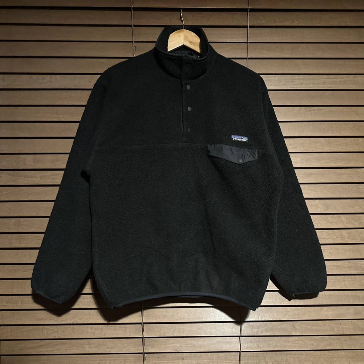 パタゴニア patagonia フリース スナップT シンチラスナップ プルオーバー ジャマイカ製 90s ボアパイル ヴィンテージ ブラック M_画像1