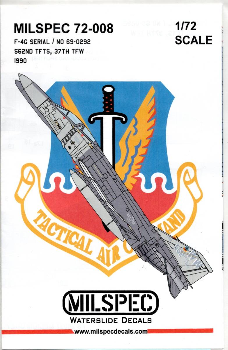 1/72 MILSPEC　ミルスペック デカール　 ML 72-008 F-4G PHANTOM, 562nd TFTS, 37th TFW,1990_画像1