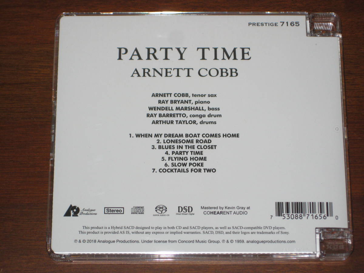 ARNETT COBB アーネット・コブ/ PARTY TIME 2018年発売 Analogue P社 Hybrid SACD 輸入盤_画像2