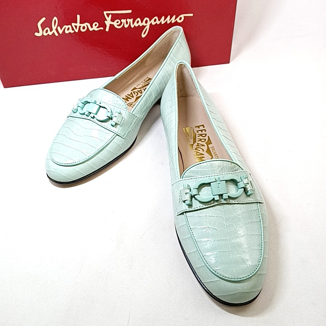  A +【商品ランク:B】サルヴァトーレ・フェラガモ Salvatore Ferragamo ガンチーニ レザー パンプス size5 1/2 レディース シューズ 婦人靴_画像1