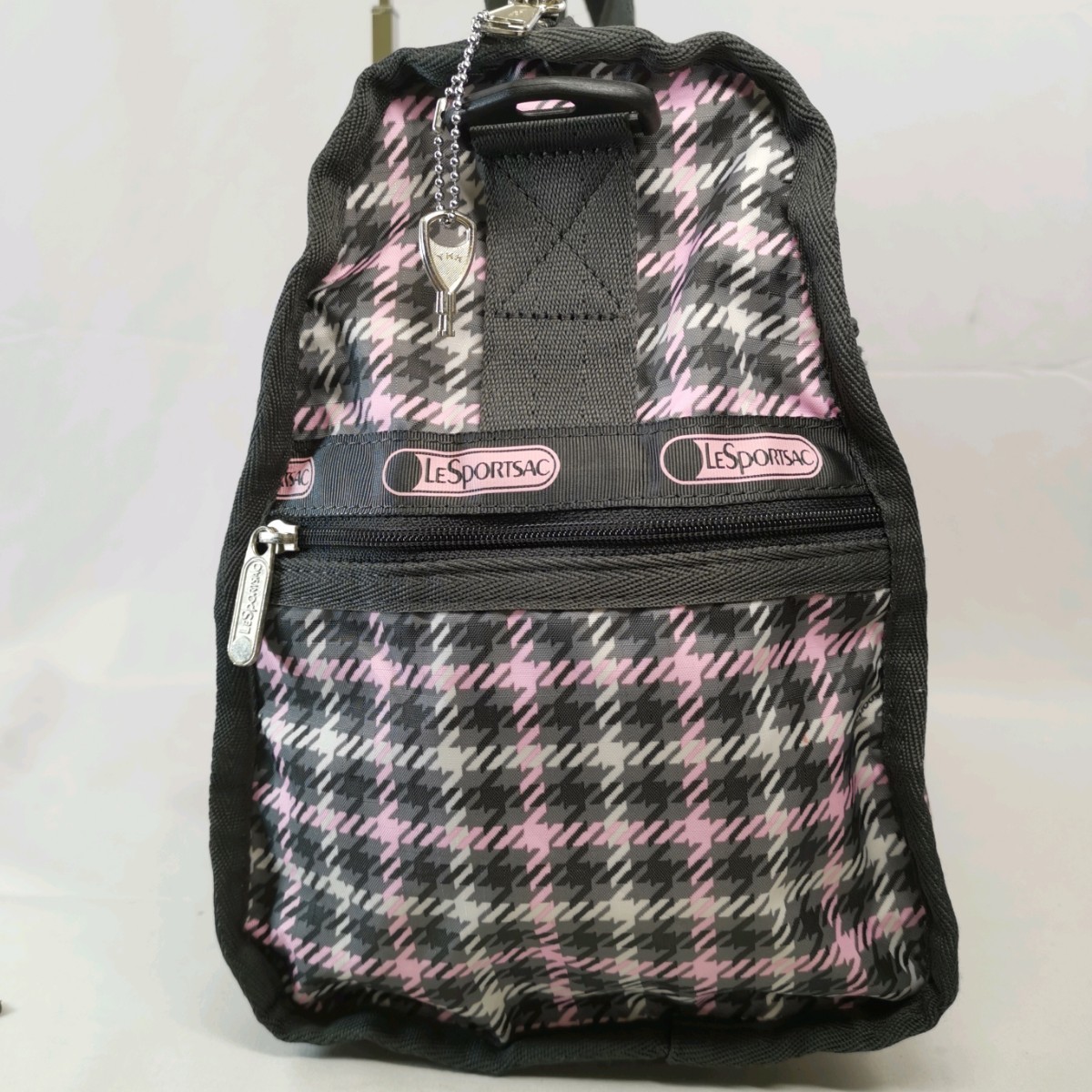  D+【商品ランクB】 レスポートサック LeSportsac ロゴプリント ナイロン 2way ショルダーベルト付き ボストンバッグ 手提げ トート 婦人鞄_画像3