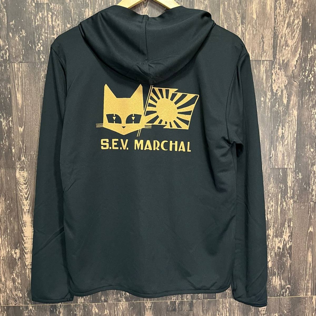 S.E.V MARCHAR・マーシャル・日章旗・ゴールド・ジップパーカー・黒・L_画像1