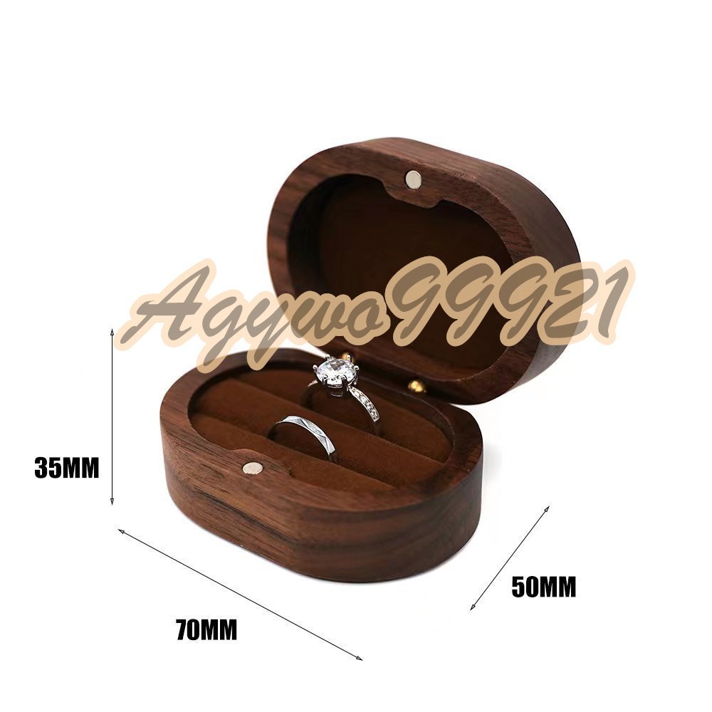 指輪ケース リングケース 持ち運び ミニ ジュエリーボックス 携帯用 アクセサリーボックス 木製 ギフト ブラウン_画像2