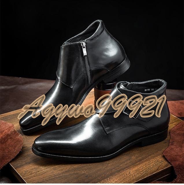 チェルシーブーツ ブーツ メンズシューズ　牛革　ビジネスシューズ　イギリス風　革靴　 フォーマル　本革　紳士靴　ブラック　24.5cm_画像1
