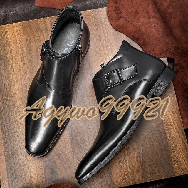 チェルシーブーツ ブーツ メンズシューズ　牛革　ビジネスシューズ　イギリス風　革靴　 フォーマル　本革　紳士靴　ブラック　24.5cm_画像4