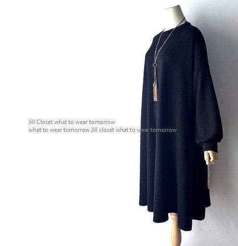 Jill.C［新品］ 送料185円 伸縮◎美ジャガード織*たっぷりの生地をつかった♪ふんわりフレアシルエット*プルオーバー*ワンピース3718bk_画像6