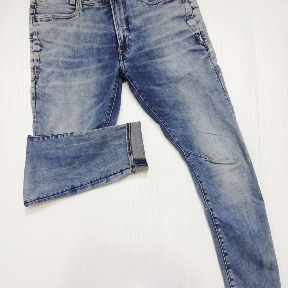 即決★ 送料無★ G-STAR RAW　D-STAQ 3D スキニー　W86cm　強ストレッチ　藍青　立体裁断　Sz.33　G741_画像6