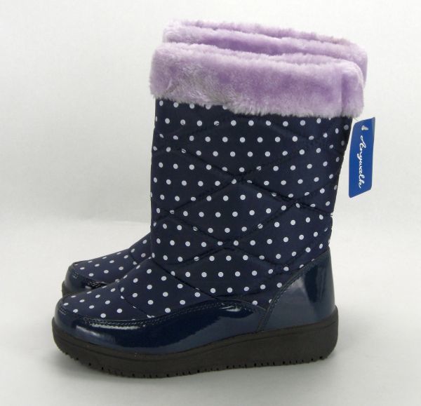B товар Kids down ботинки 17.0cm темно-синий точка рисунок боты winter ботинки защищающий от холода ботинки мех . скользить низ девочка женский 17991