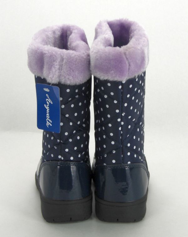 B товар Kids down ботинки 17.0cm темно-синий точка рисунок боты winter ботинки защищающий от холода ботинки мех . скользить низ девочка женский 17991