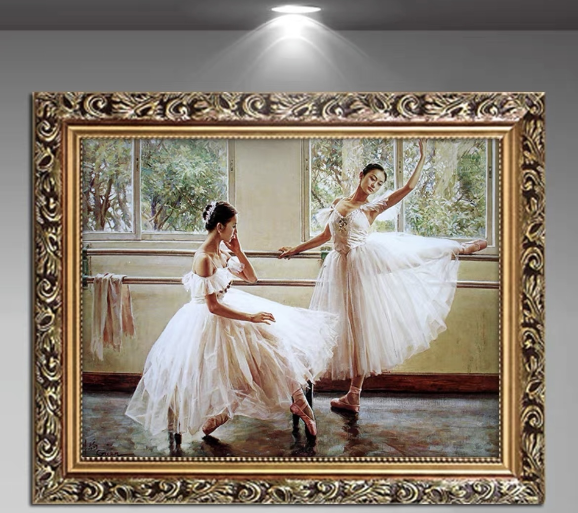 油絵 現代 装飾画 バレエを踊る女の子 壁画 居間の通路の絵 50cmx60cm_画像1