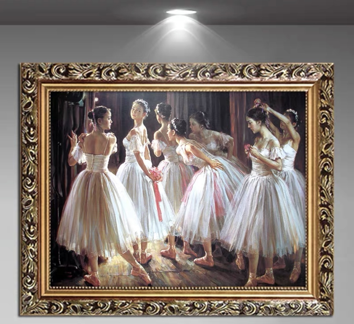 油絵 バレエを踊る女の子 装飾画_画像1
