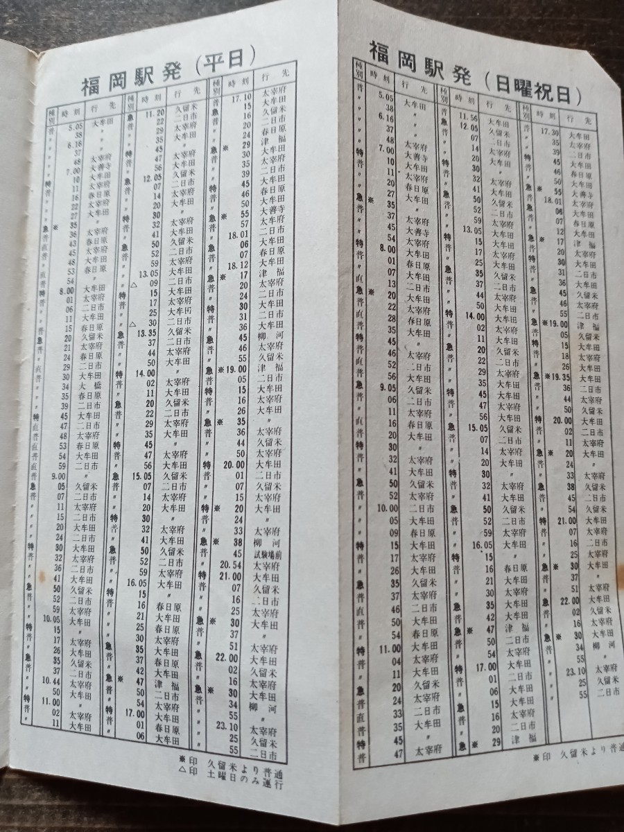 【鉄道時刻表】鉄道資料　大牟田線　時刻表　西鉄　昭和40年11.20改正　ダイヤグラム　列車運行図表（印刷物　貴重資料　当時物）_画像5