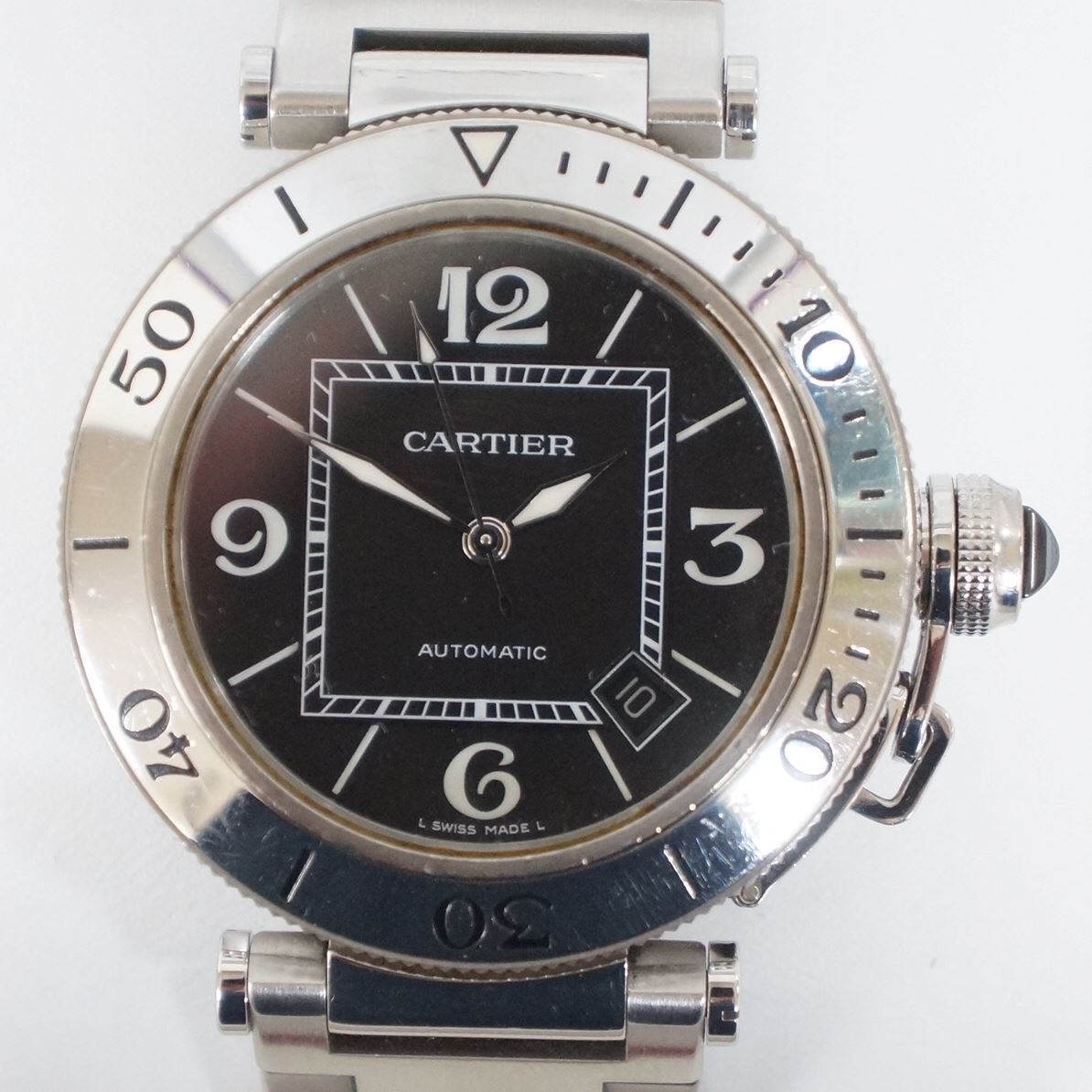 Cartier カルティエ パシャ シータイマー 2790 黒文字盤 デイト メンズ 自動巻き 腕時計 箱・付属品付き 4812086091_画像2