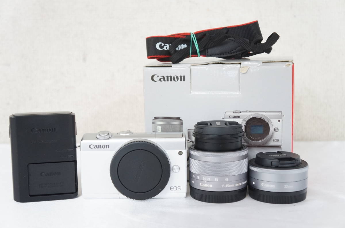 Canon キャノン EOS M200 ダブルズームキット ミラーレス一眼 デジタルカメラ バッテリー 充電器付き 5312226011_画像1