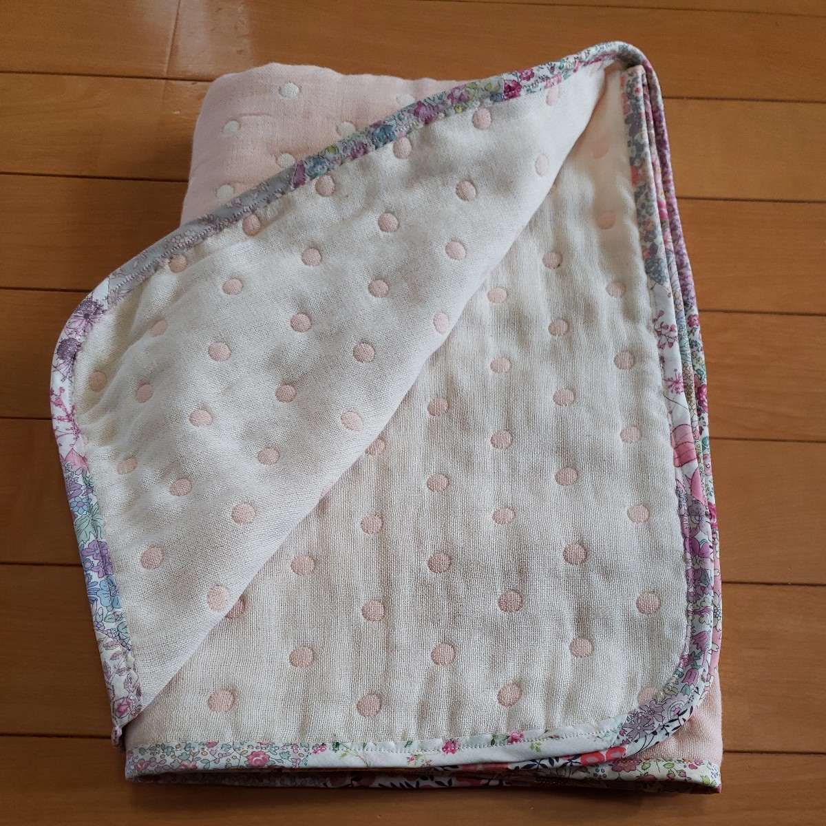  hand made *6 -ply gauze pink dot × Liberty gauze packet patchwork 