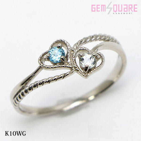 全ての 【値下げ交渉可】K10WG 仕上げ済【質屋出店】 11号 1.3g 透明石 クリア ブルー 指輪 リング オープンハートモチーフ その他