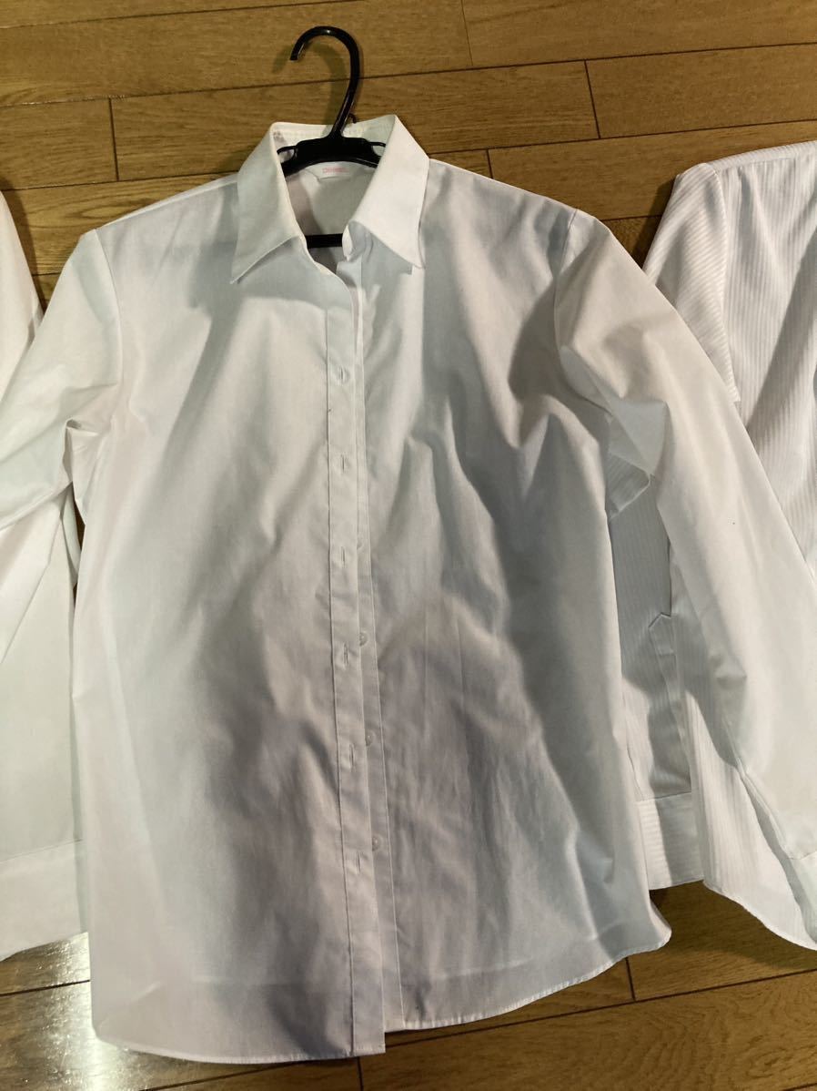 レディース 長袖 ビジネス シャツ ドレスシャツ ワイシャツ ホワイト 13号 3枚セット 美品_画像4
