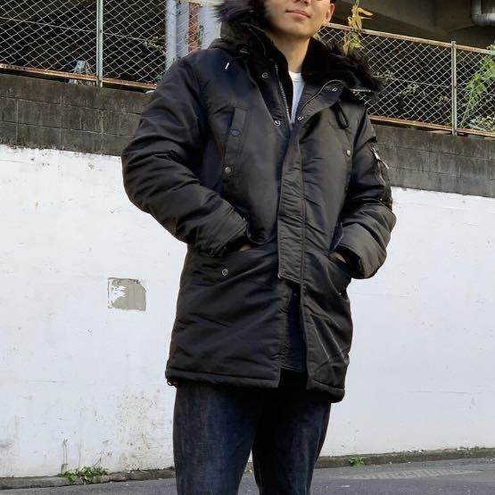 希少！SCHOTT USA ショット　レザー×ナイロン　限定N-3Bジャケットジャケット　ブラック　定価5.9万円　送料無料
